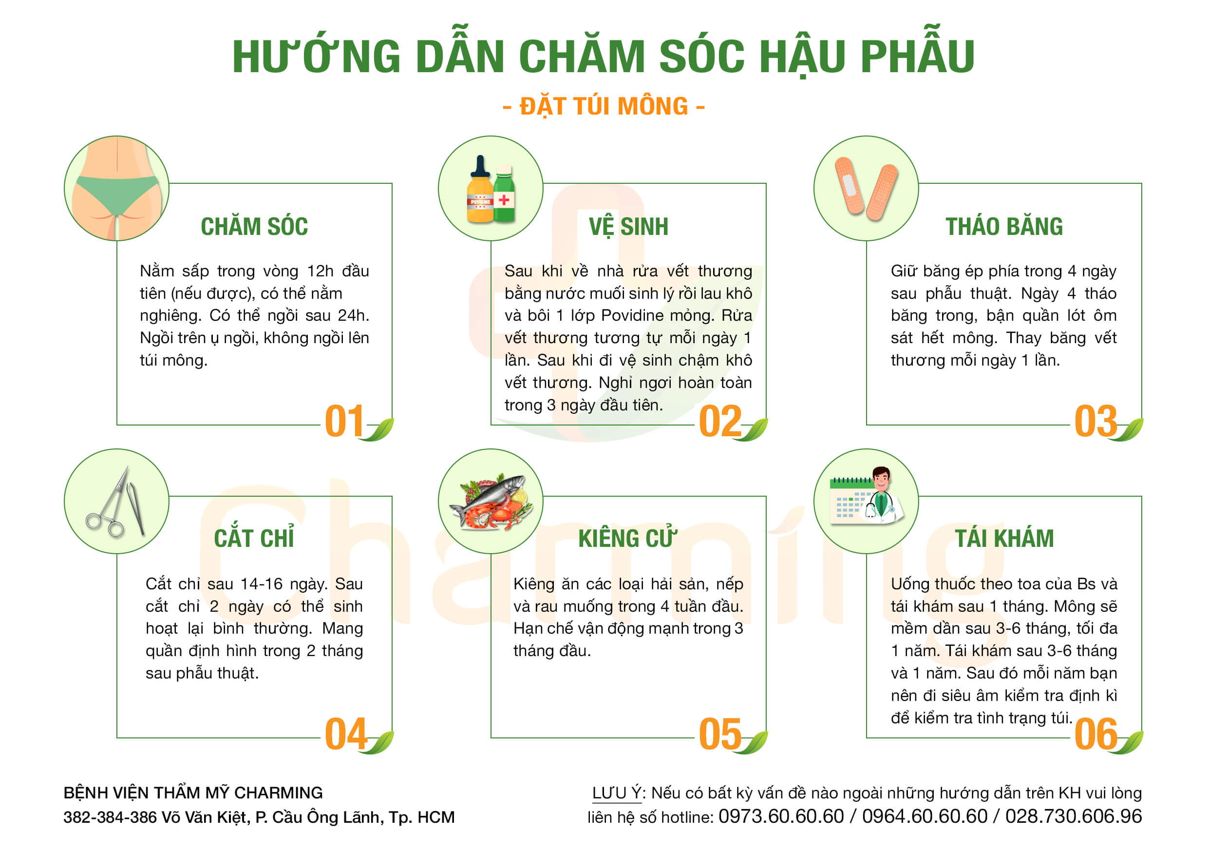 Hậu phẫu đặt túi mông