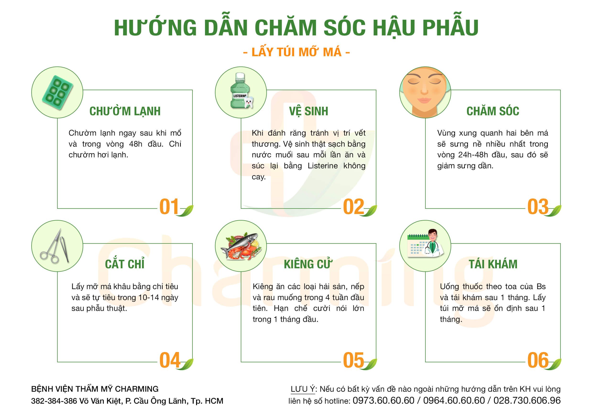 Hậu phẫu lấy túi mỡ má