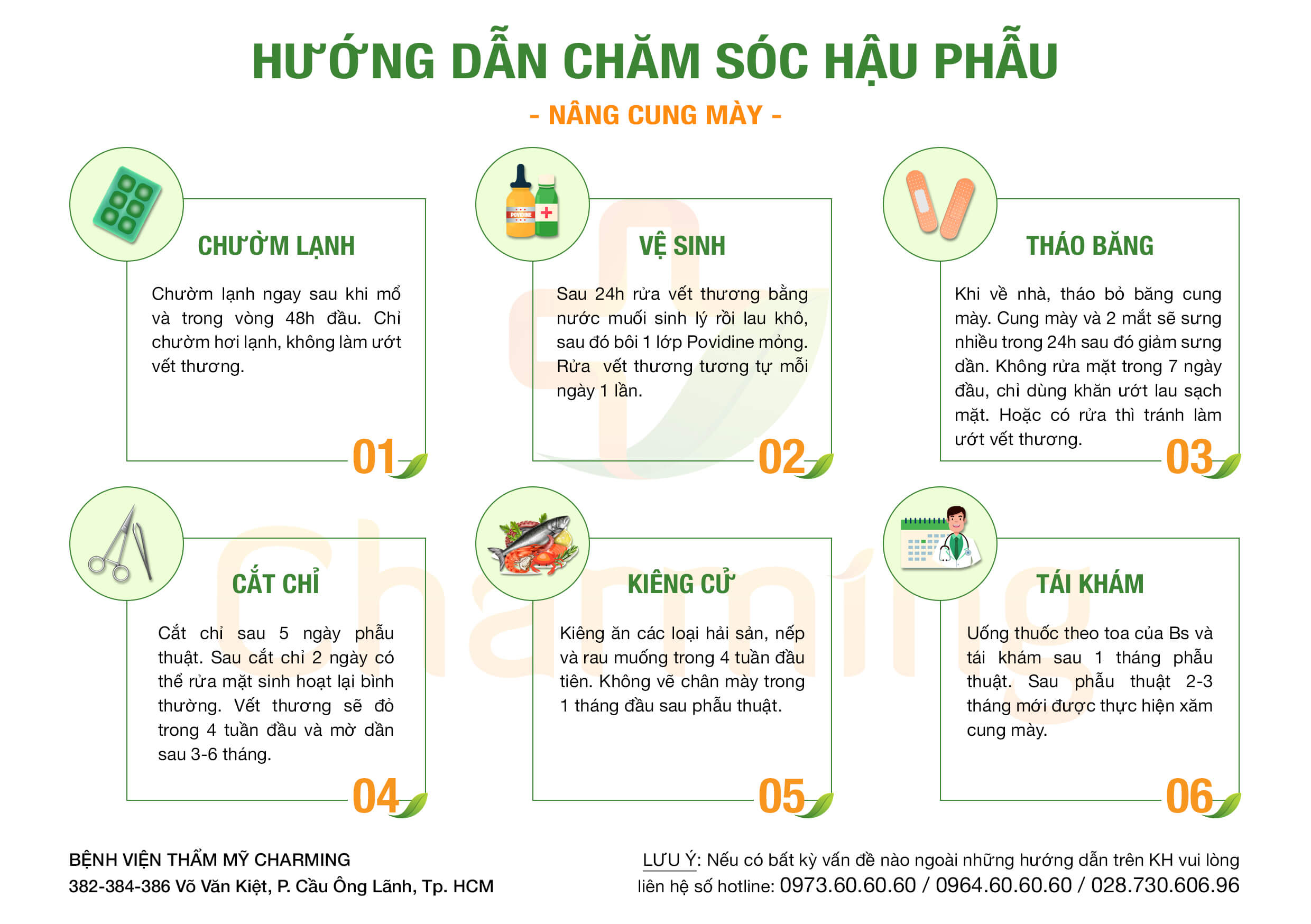 hậu phẫu nâng cung mày